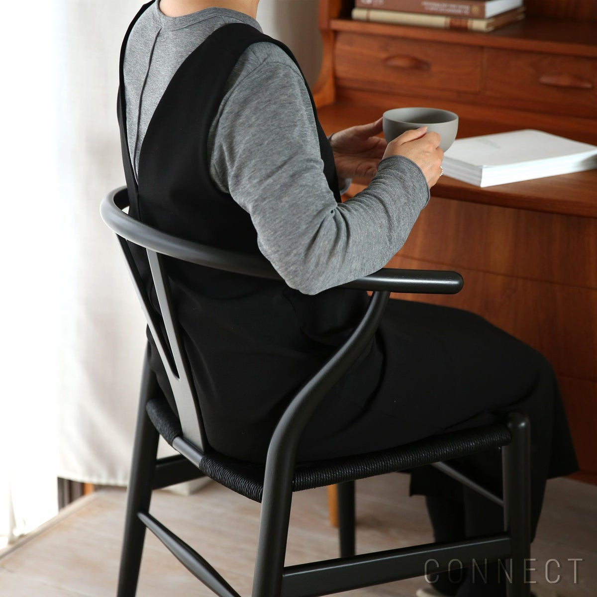 【Black Friday 2025限定モデル】【ポイント10倍】CH24 ユーカリ材・ブラック塗装 / ブラックペーパーコード / SH45cm / CARL HANSEN & SON （カール・ハンセン＆サン）