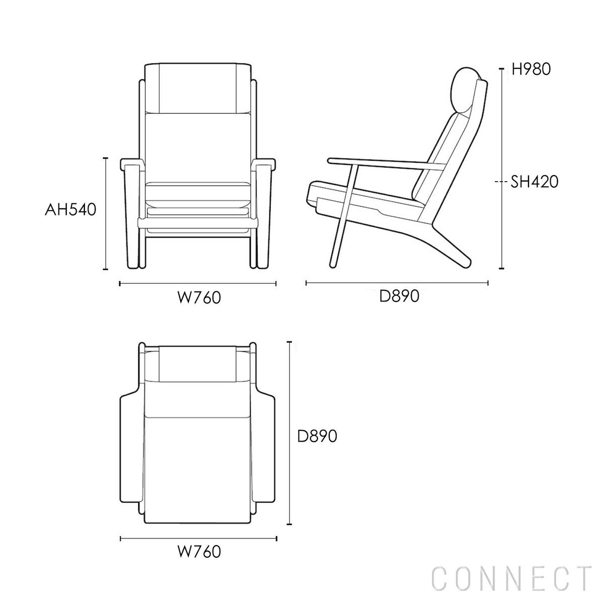 CARL HANSEN & SON（カール・ハンセン＆サン） / CH291 ラウンジチェア / オーク材・オイル仕上げ / CH290 SERIES / ハイバック