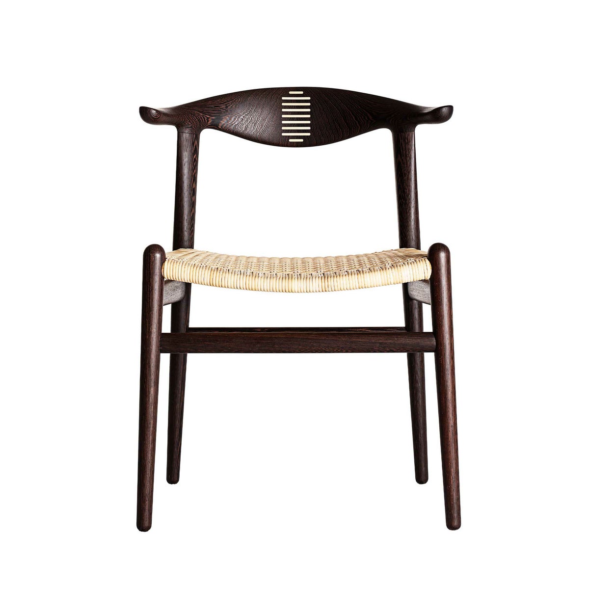 PP Mobler（PPモブラー） / PP505 Cow Horn Chair（カウホーンチェア） / ウェンジ材・クリアオイル仕上げ / Cane seat（籐張り） / 真鍮プレート付
