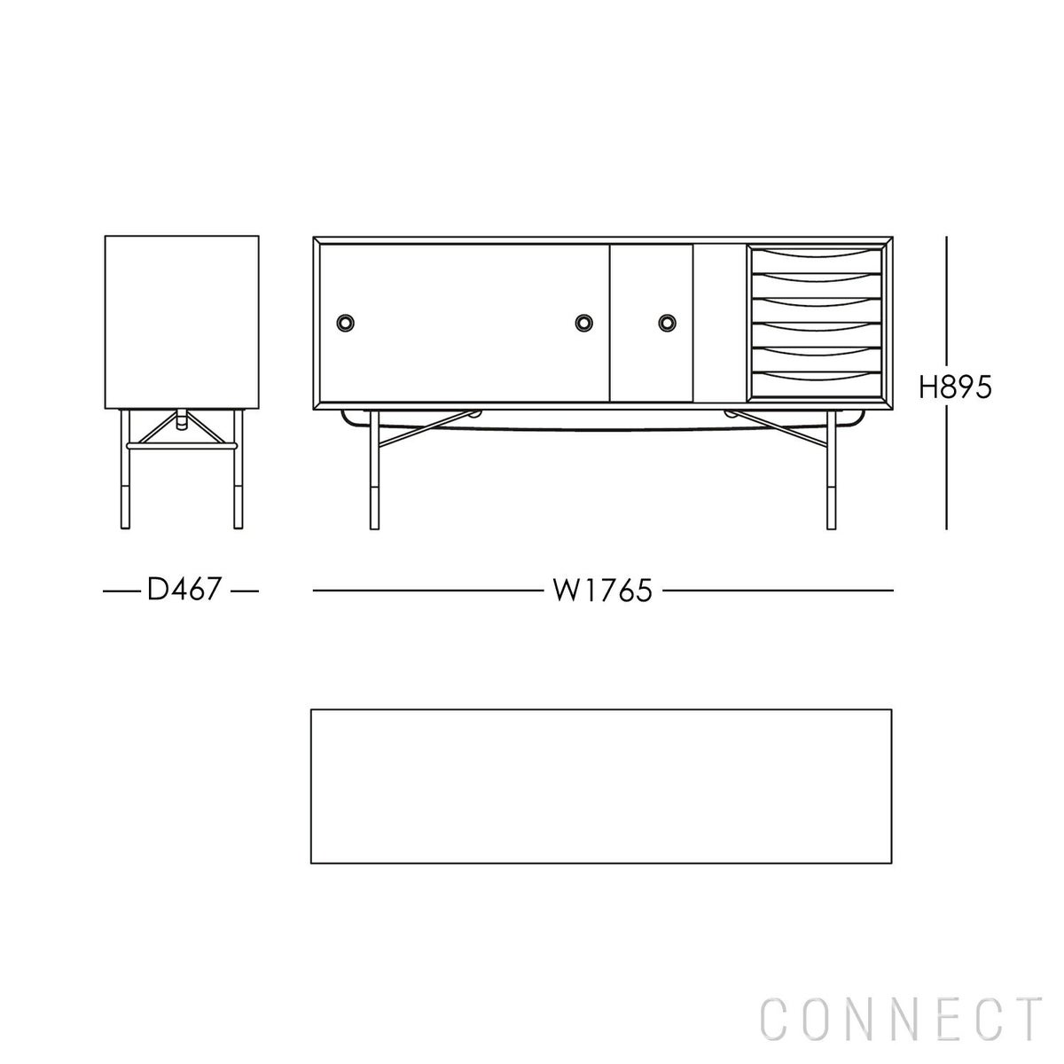 HOUSE OF FINN JUHL（ハウス・オブ・フィンユール） / SIDEBOARD W/ TRAY UNIT（サイドボード） / ウォルナット材・オイル仕上げ / 脚：ブラック / トレイユニット付き（COLD）