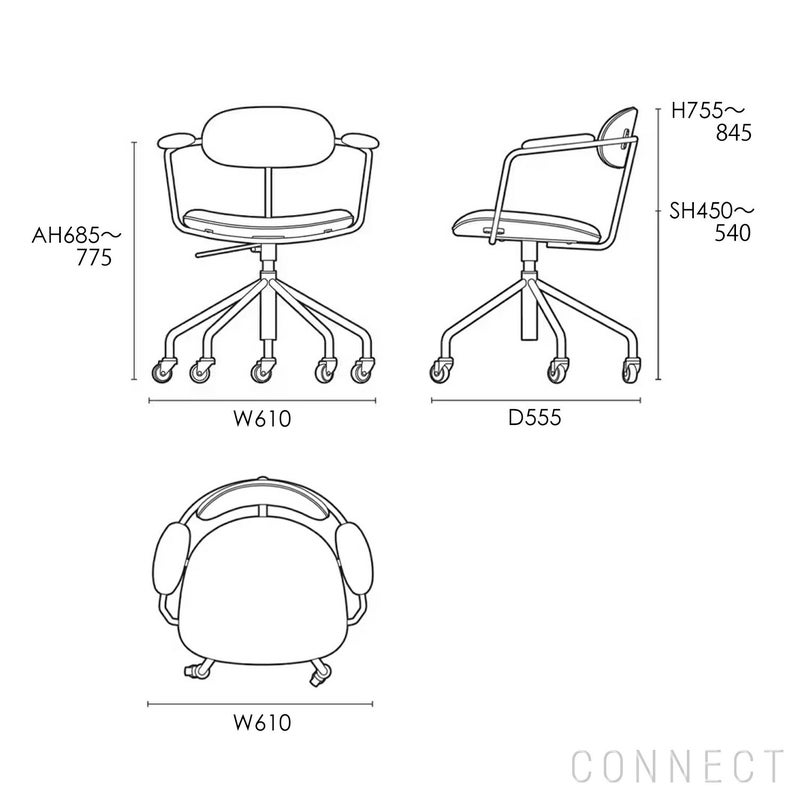 CARL HANSEN & SON（カール・ハンセン＆サン） / CH621 SWIVEL CHAIR（スウィベルチェア） / オーク材・オイル仕上げ・ステンレススチール脚 / Sif 90 / キャスター付きチェア