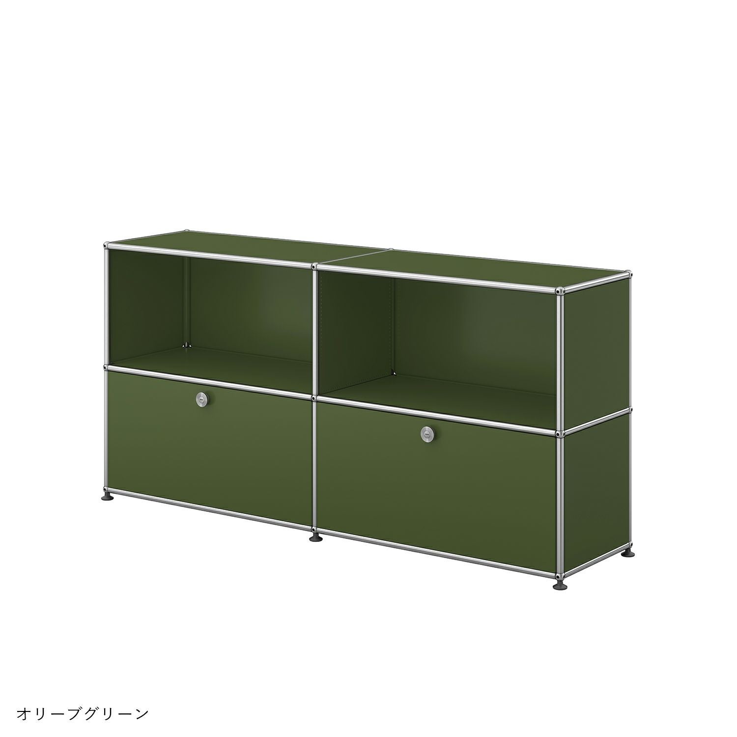 正規品!ほぼ未使用品■USMハラー■スリム　シェルフ　1列2段　グリーン×ガラス リビングキャンペーンpt10倍】USMハラー（ユーエスエムハラー