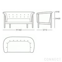 CARL HANSEN & SON（カール・ハンセン＆サン） / ND52-2 VITA SOFA（ヴィタソファ） / ウォルナット材・オイル仕上げ / Hallingdal 0200（ハリンダル） / ボタン：Sif 95 / ソファ