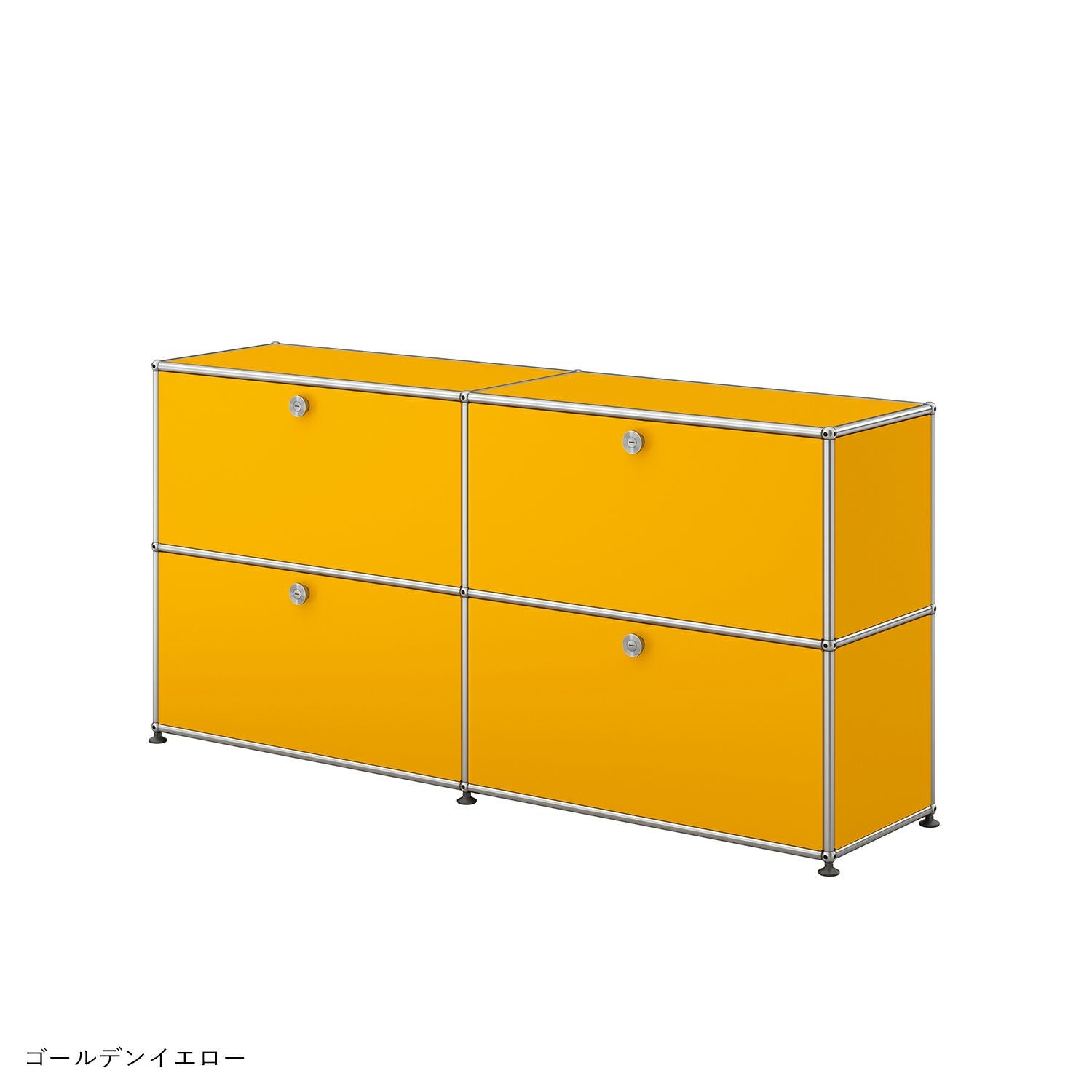 正規品!ほぼ未使用品■USMハラー■スリム　シェルフ　1列2段　イエロー　黄色 リビングキャンペーンpt10倍】USMハラー（ユーエスエムハラー
