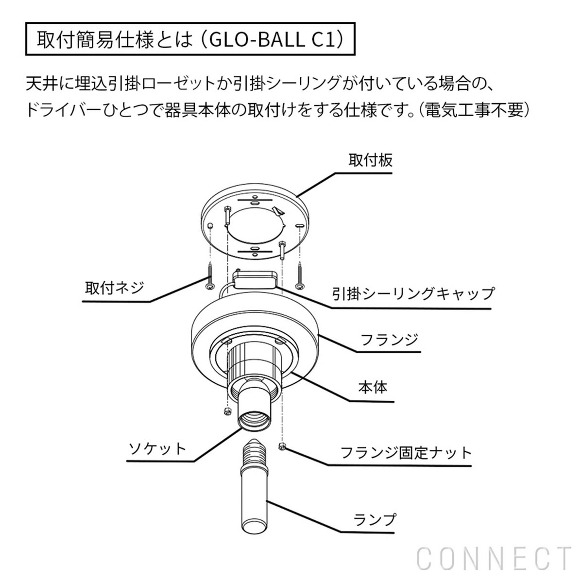 FLOS（フロス） / GLO-BALL C1（グロボール C1） / 取付簡易仕様 / シーリングライト