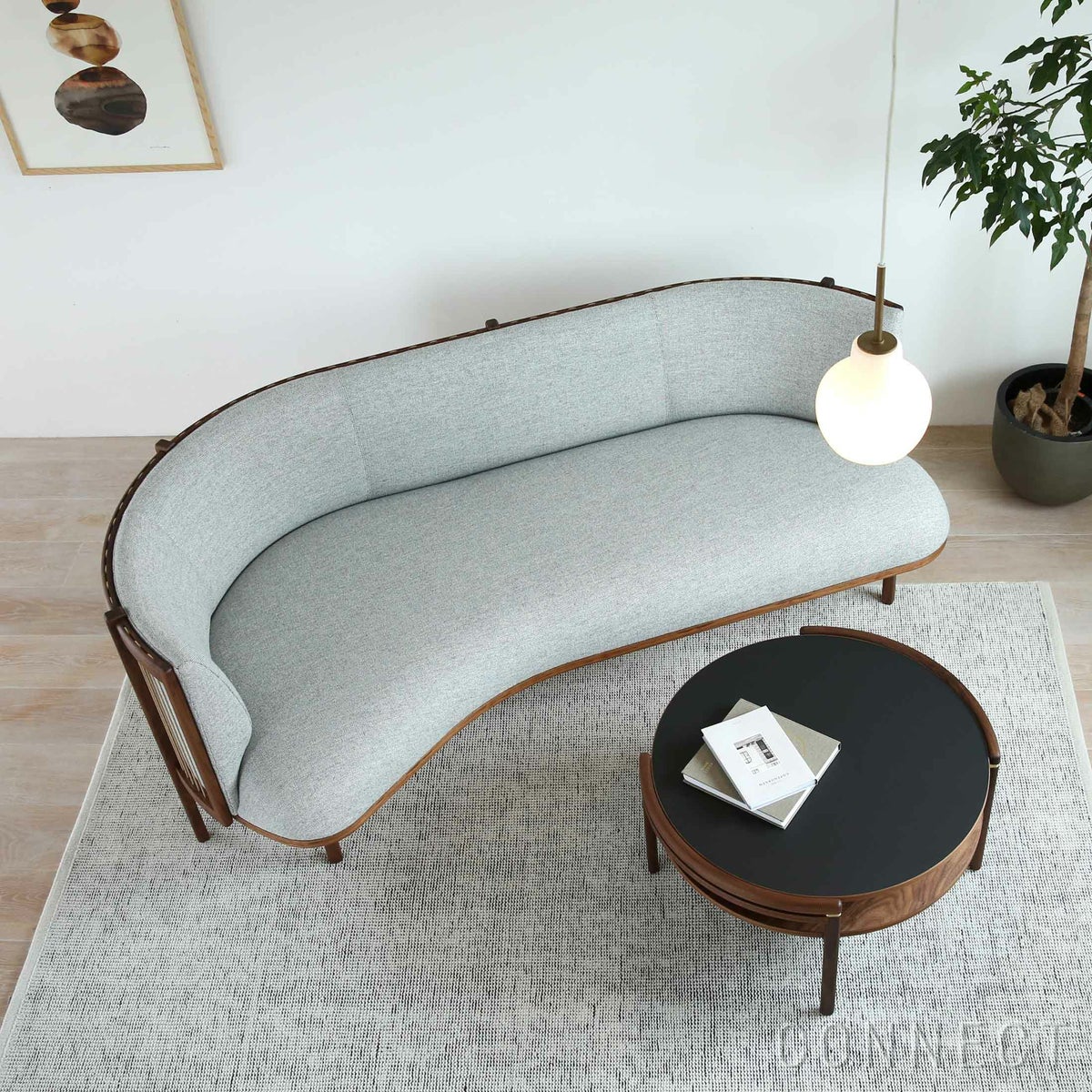 【LIVING SET キャンペーン対象・pt10倍】CONNECTセレクトリビングセット2 / CARL HANSEN & SON（カール・ハンセン＆サン） / RF1903ソファ（ウォルナット・オイル・Hallingdal 116）＋RF1905コーヒーテーブル（ウォルナット・オイル・天板ブラック）