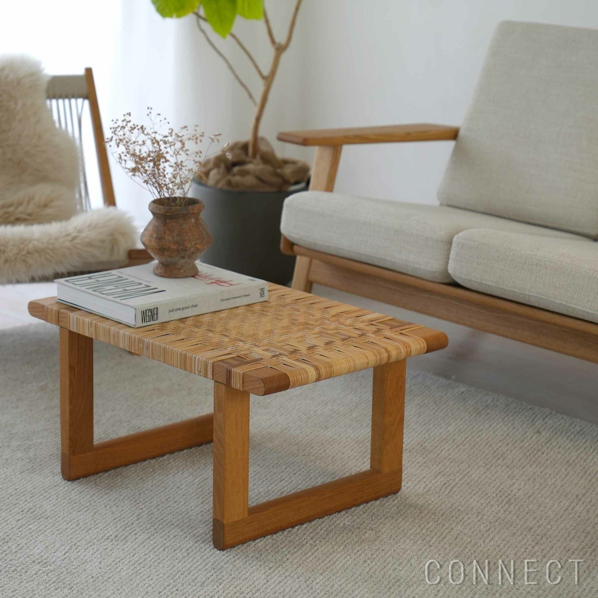【LIVING SET キャンペーン対象・pt10倍】CONNECTセレクトリビングセット1 / CARL HANSEN & SON（カール・ハンセン＆サン） / CH292ソファ（オーク・オイル・ANTONI 813）＋BM0488Sコーヒーテーブル（オーク・オイル・籐張り）
