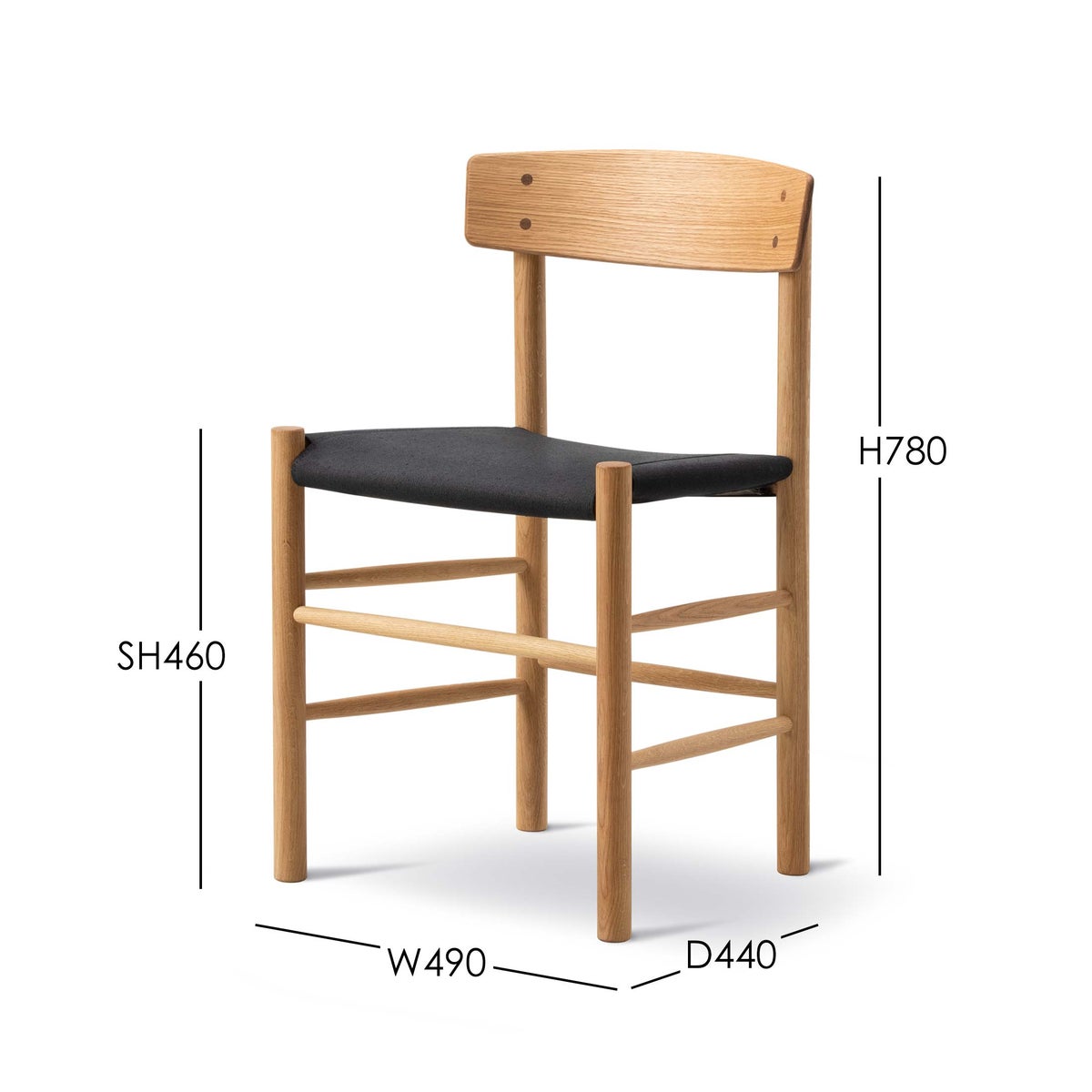 FREDERICIA（フレデリシア） / J39（モーエンセンチェア・シェーカーチェア） / オーク材・オイル仕上げ / ブラックキャンバス