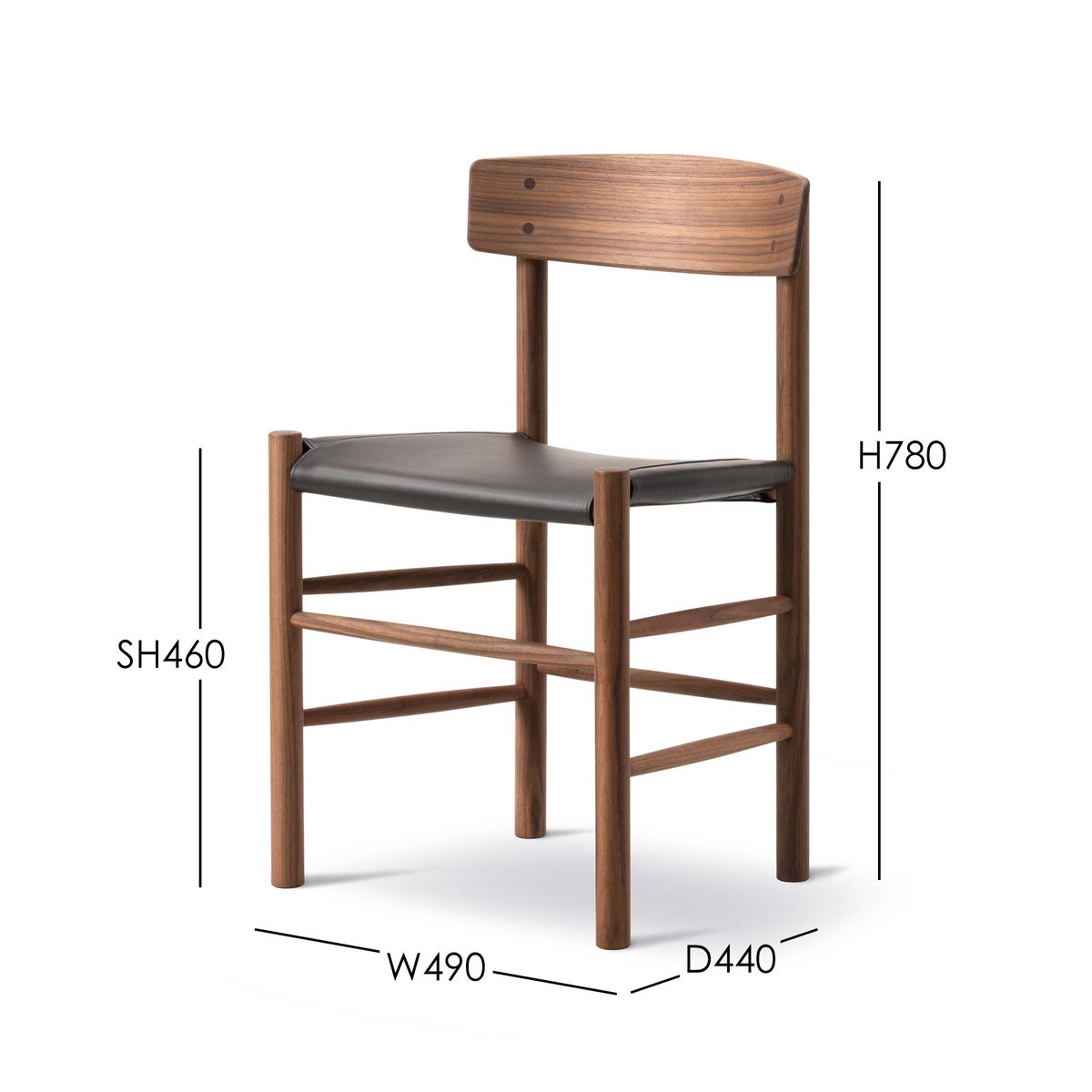 FREDERICIA（フレデリシア） / J39（モーエンセンチェア・シェーカーチェア） / ウォルナット材・オイル仕上げ / レザー（Omni 377 ダークブラウン）