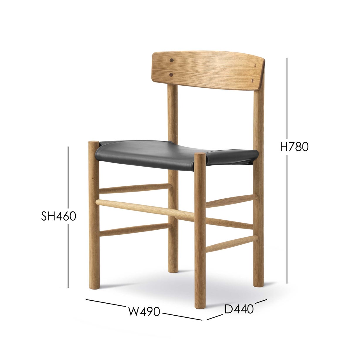 FREDERICIA（フレデリシア） / J39（モーエンセンチェア・シェーカーチェア） / オーク材・オイル仕上げ / レザー（Omni 301 ブラック）