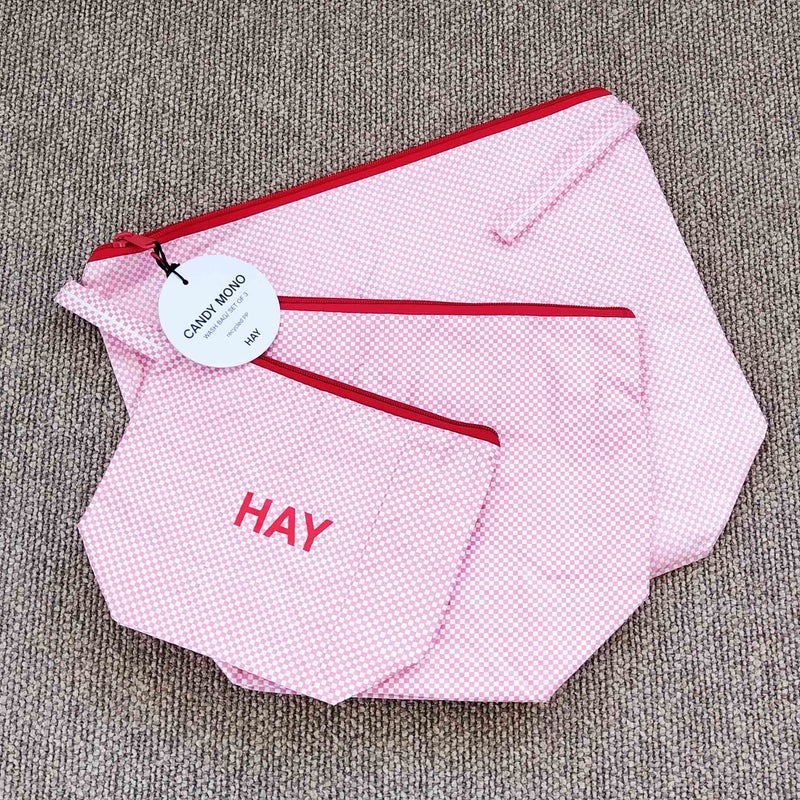 【アウトレット】HAY（ヘイ） / CANDY MONO WASH BAG-WASH SET OF 3（キャンディモノウォッシュバッグ） / 全2色 / ポーチ3点セット / ライトピンク