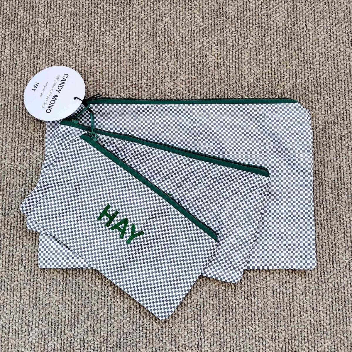 【アウトレット】HAY（ヘイ） / CANDY MONO WASH BAG-FLAT SET OF 3（キャンディモノ ウォッシュバッグ フラット） / 全2色 / ポーチ3点セット / グレー