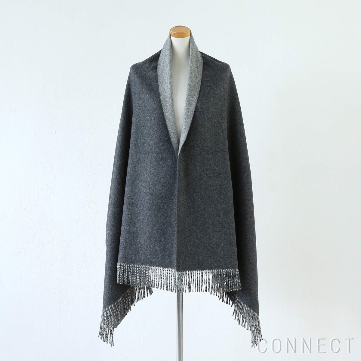 THE INOUE BROTHERS（ザ イノウエブラザーズ） / Two-Colour Large Brushed Stole / 80×205cm / Charcoal Light Grey / ストール