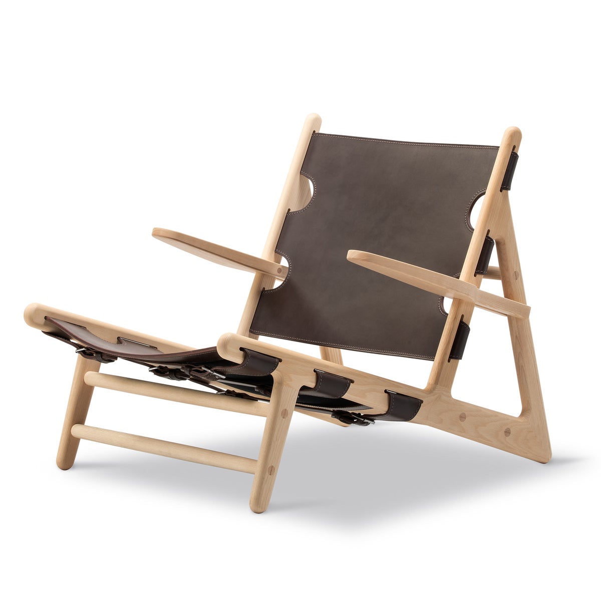 FREDERICIA（フレデリシア） / The Hunting Chair（ハンティングチェア） / 75th Anniversary edition / Ash light oil 仕上げ / レザー（Dark Brown） / サイン刻印のプレート付 / ラウンジチェア