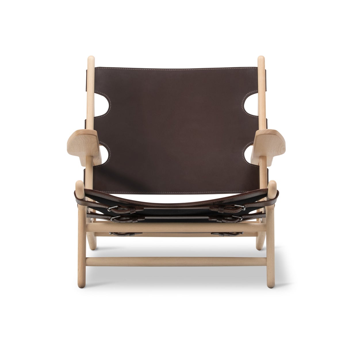 FREDERICIA（フレデリシア） / The Hunting Chair（ハンティングチェア） / 75th Anniversary edition / Ash light oil 仕上げ / レザー（Dark Brown） / サイン刻印のプレート付 / ラウンジチェア
