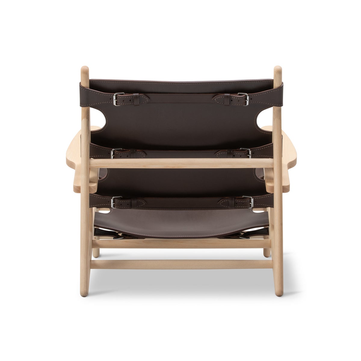 FREDERICIA（フレデリシア） / The Hunting Chair（ハンティングチェア） / 75th Anniversary edition / Ash light oil 仕上げ / レザー（Dark Brown） / サイン刻印のプレート付 / ラウンジチェア