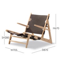 FREDERICIA（フレデリシア） / The Hunting Chair（ハンティングチェア） / 75th Anniversary edition / Ash light oil 仕上げ / レザー（Dark Brown） / サイン刻印のプレート付 / ラウンジチェア