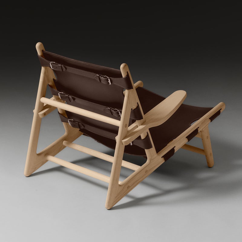 FREDERICIA（フレデリシア） / The Hunting Chair（ハンティングチェア） / 75th Anniversary edition / Ash light oil 仕上げ / レザー（Dark Brown） / サイン刻印のプレート付 / ラウンジチェア
