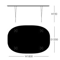 FRITZ HANSEN（フリッツ・ハンセン） / TABLE SERIES（テーブルシリーズ）B613 / スーパー楕円テーブル / グレーエフェソ / クローム脚