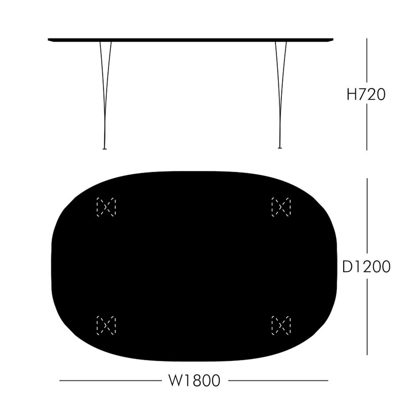 FRITZ HANSEN（フリッツ・ハンセン） / TABLE SERIES（テーブルシリーズ）B613 / スーパー楕円テーブル / グレーエフェソ / クローム脚