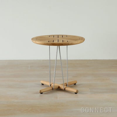 CARL HANSEN & SON（カール・ハンセン＆サン） / E023 EMBRACE OUTDOOR LOUNGE TABLE / チーク材・無塗装・スチールワイヤー脚 / φ48cm / コーヒーテーブル