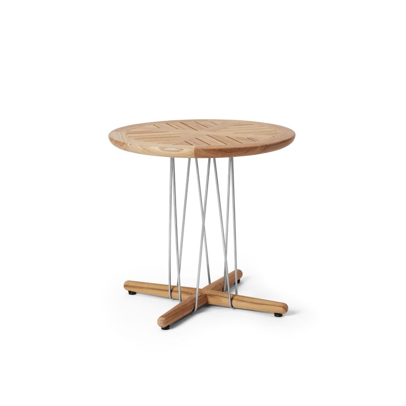 CARL HANSEN & SON（カール・ハンセン＆サン） / E023 EMBRACE OUTDOOR LOUNGE TABLE / チーク材・無塗装・スチールワイヤー脚 / φ48cm / コーヒーテーブル