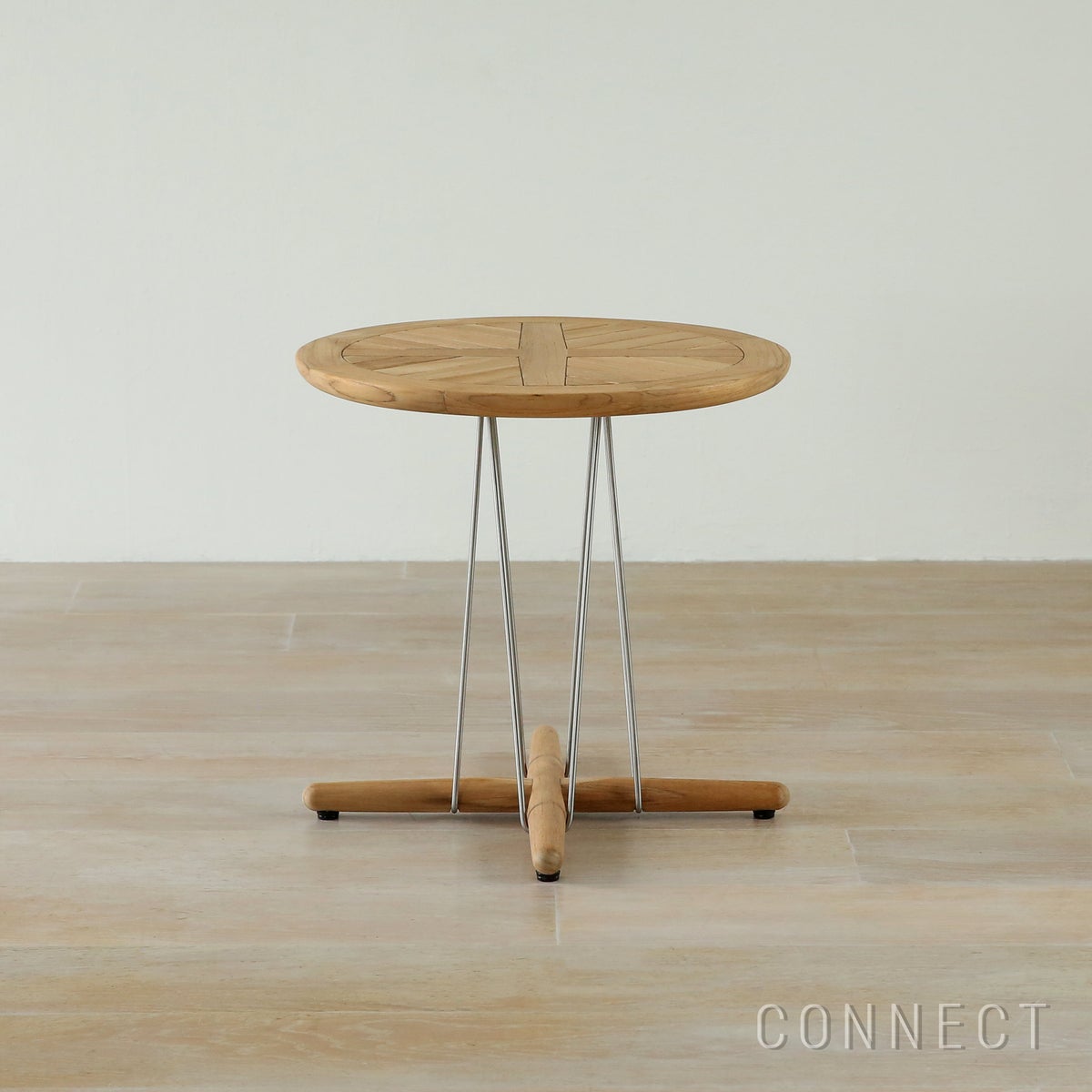 CARL HANSEN & SON（カール・ハンセン＆サン） / E023 EMBRACE OUTDOOR LOUNGE TABLE / チーク材・無塗装・スチールワイヤー脚 / φ48cm / コーヒーテーブル