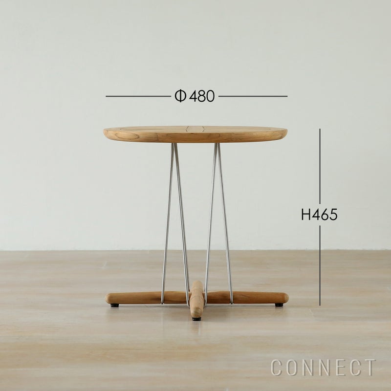 CARL HANSEN & SON（カール・ハンセン＆サン） / E023 EMBRACE OUTDOOR LOUNGE TABLE / チーク材・無塗装・スチールワイヤー脚 / φ48cm / コーヒーテーブル