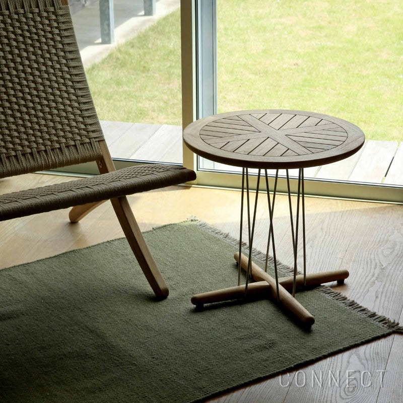 CARL HANSEN & SON（カール・ハンセン＆サン） / E023 EMBRACE OUTDOOR LOUNGE TABLE / チーク材・無塗装・スチールワイヤー脚 / φ48cm / コーヒーテーブル