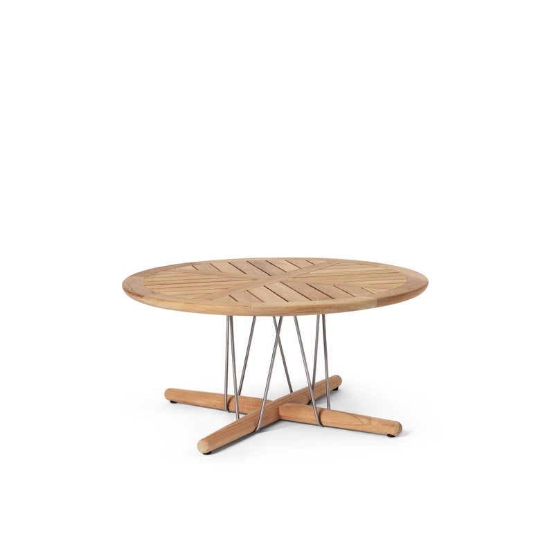 CARL HANSEN & SON（カール・ハンセン＆サン） / E023 EMBRACE OUTDOOR LOUNGE TABLE / チーク材・無塗装・スチールワイヤー脚 / φ80cm / ラウンジテーブル