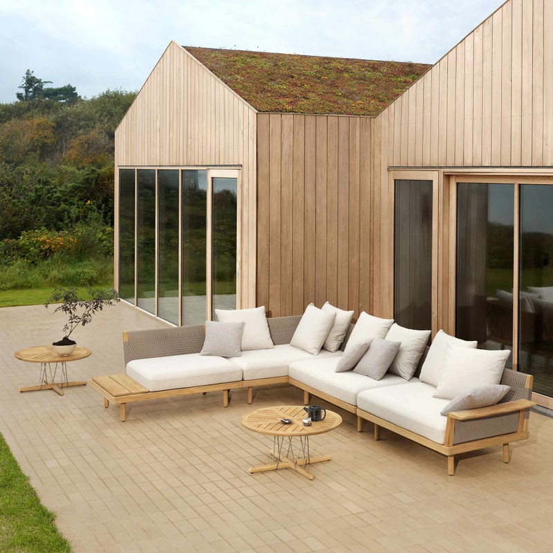 CARL HANSEN & SON（カール・ハンセン＆サン） / E023 EMBRACE OUTDOOR LOUNGE TABLE / チーク材・無塗装・スチールワイヤー脚 / φ80cm / ラウンジテーブル