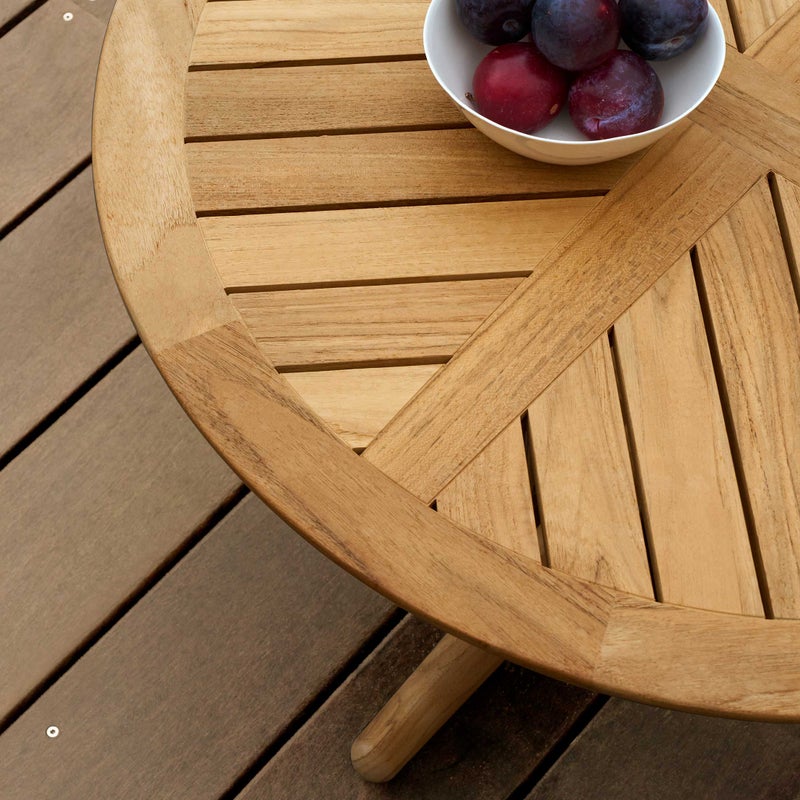 CARL HANSEN & SON（カール・ハンセン＆サン） / E023 EMBRACE OUTDOOR LOUNGE TABLE / チーク材・無塗装・スチールワイヤー脚 / φ80cm / ラウンジテーブル