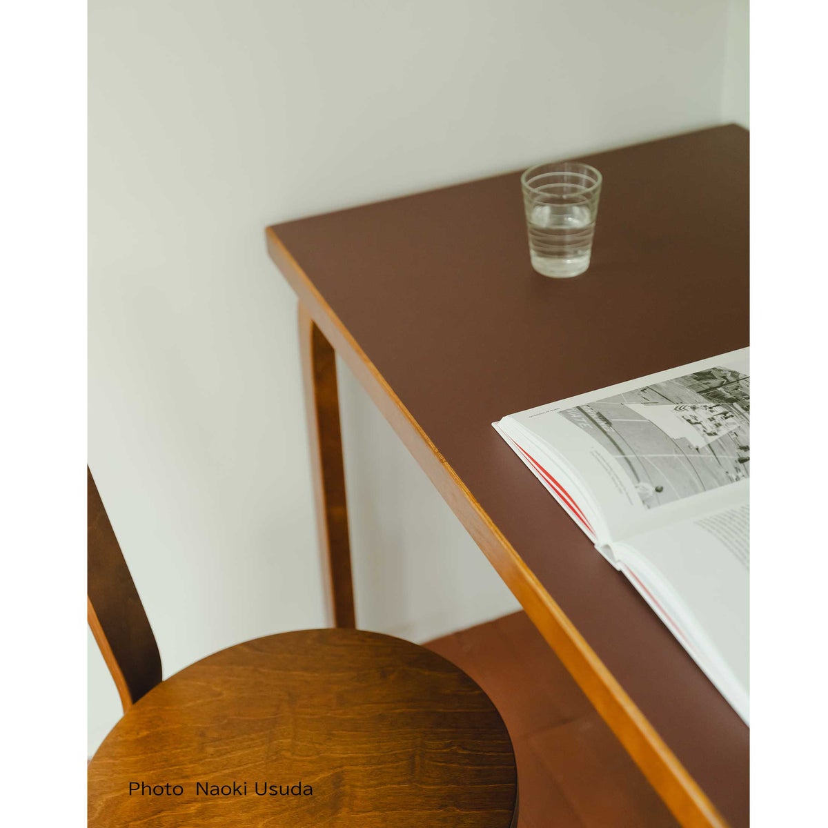Artek（アルテック） / TABLE 80A / バーチ無垢材・ウォルナットステイン / 天板・バーガンディリノリウム / 120×60cm / テーブル