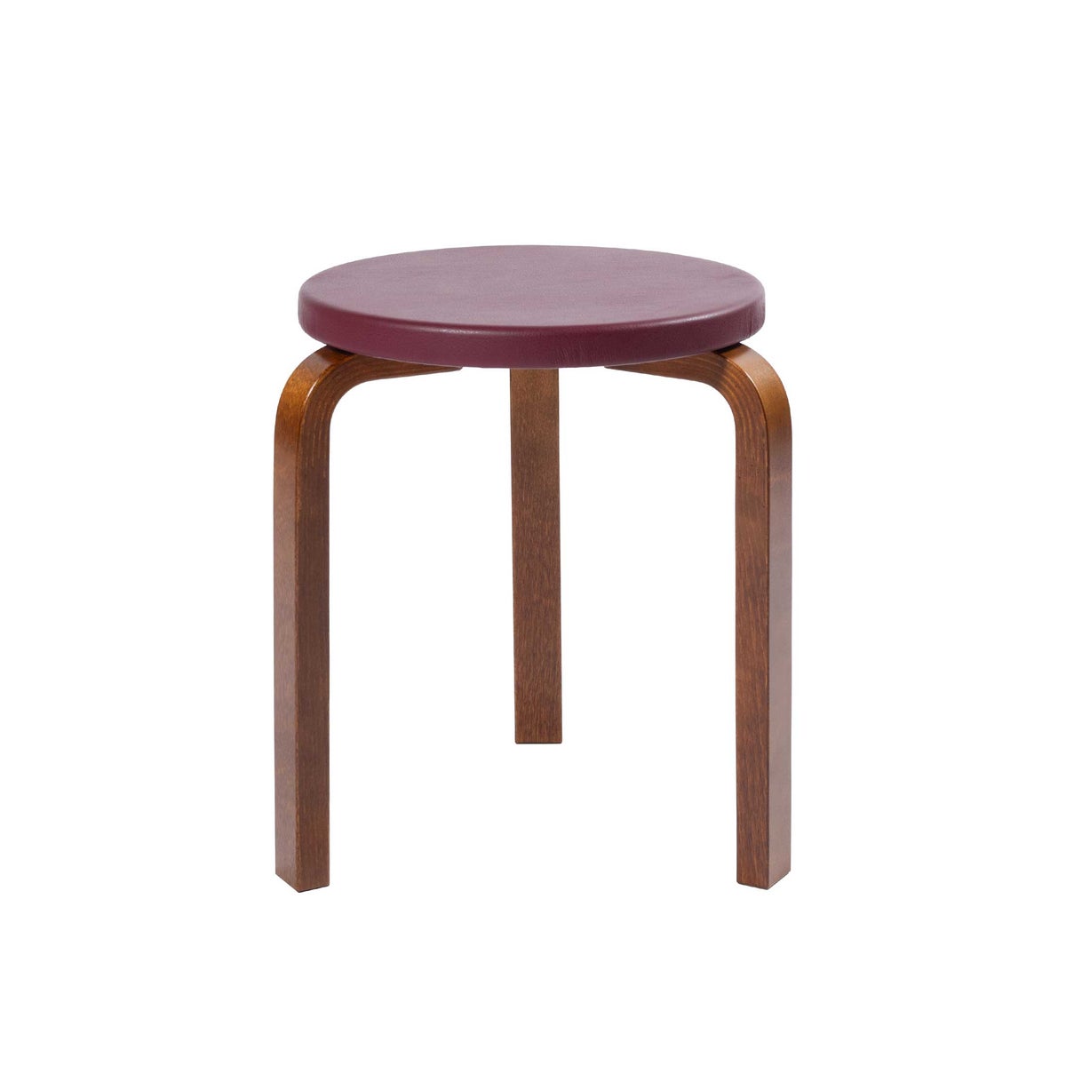 Artek（アルテック） / STOOL 60  / バーチ材 / ウォルナットステイン仕上げ / 座面・レザー / プレステージワインレッド