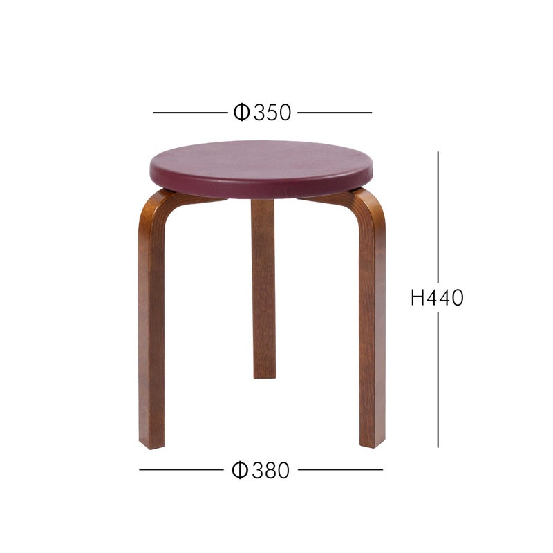 Artek（アルテック） / STOOL 60  / バーチ材 / ウォルナットステイン仕上げ / 座面・レザー / プレステージワインレッド