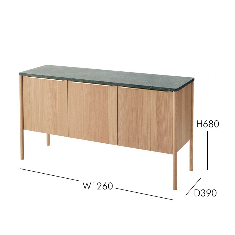 FRITZ HANSEN（フリッツ・ハンセン） / SKAGERAK（スカゲラック） / Jut Cabinet（ジュット キャビネット） / 大理石・グリーン / オーク材・オイル仕上げ / 収納