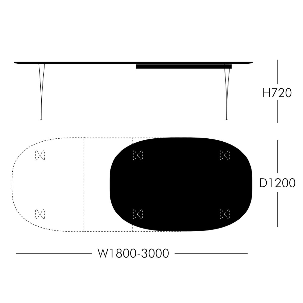 FRITZ HANSEN（フリッツ・ハンセン） / TABLE SERIES（テーブルシリーズ）B619 / スーパー楕円テーブル / 2026Newカラー / フルブラック