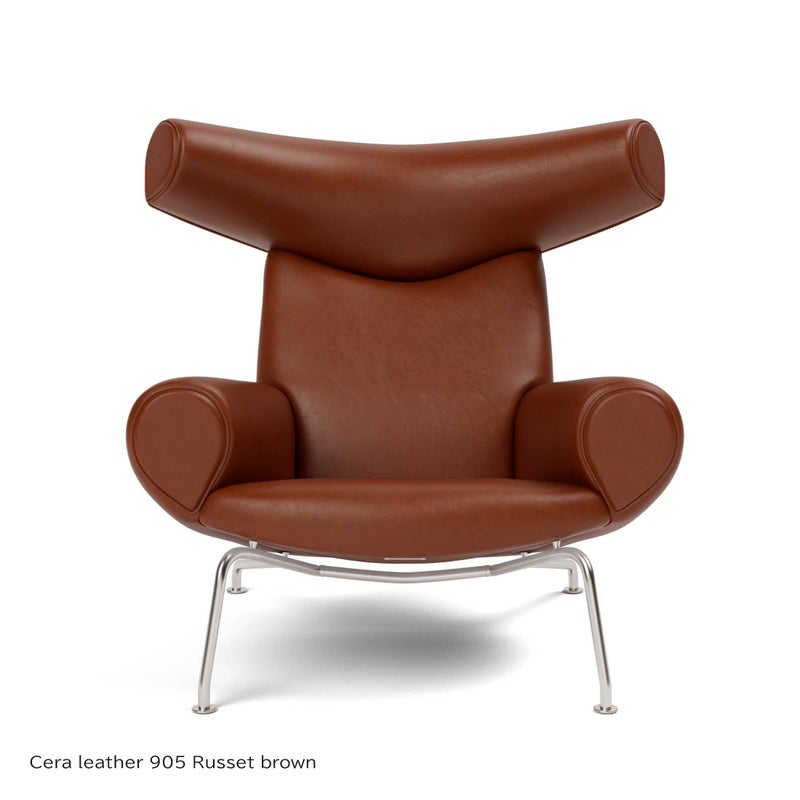 FREDERICIA（フレデリシア） / Wegner Ox Chair（ウェグナーオックスチェア） / Model 1000 / ステンレススチールベース / レザー（Cera leather 905 Russet brown）