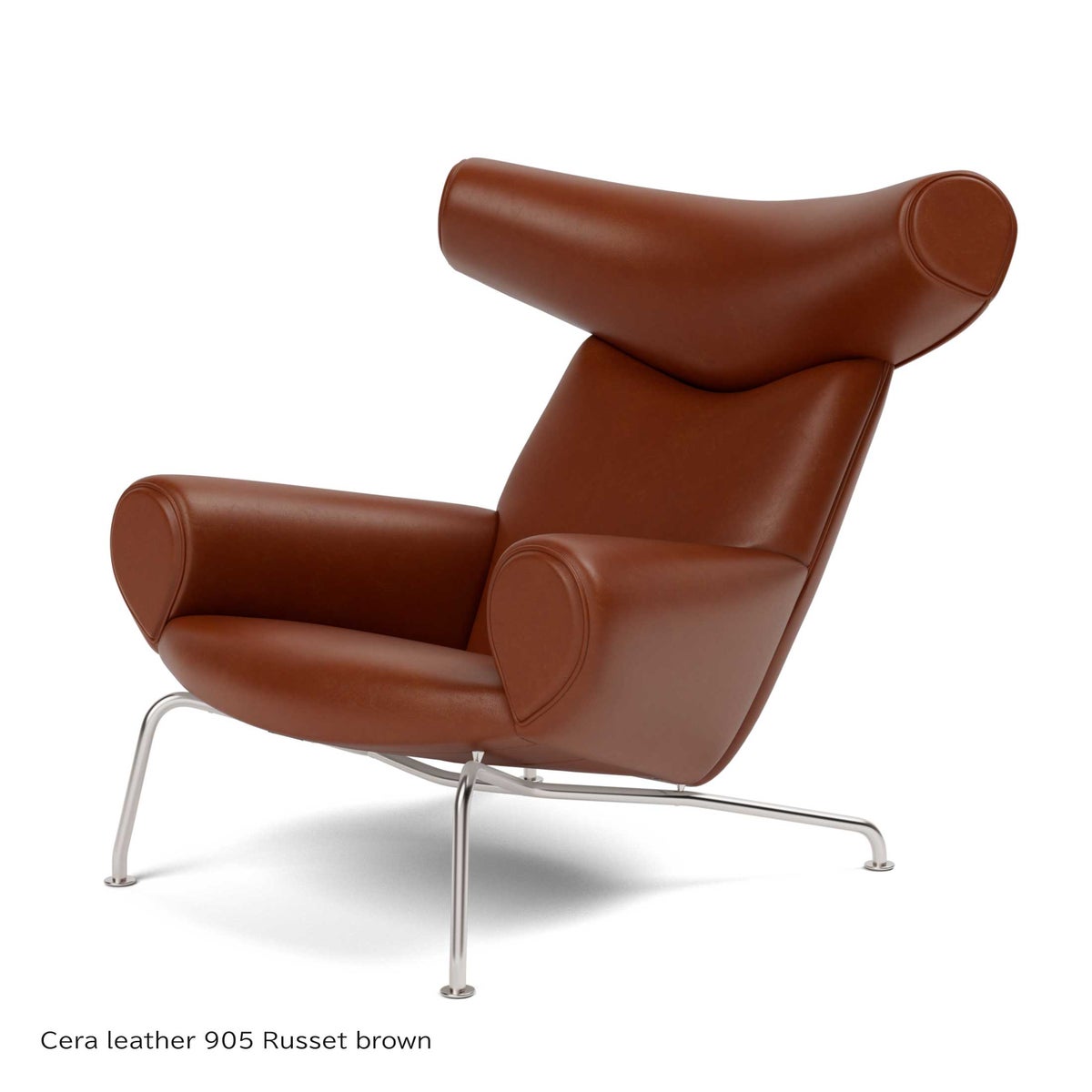 FREDERICIA（フレデリシア） / Wegner Ox Chair（ウェグナーオックスチェア） / Model 1000 / ステンレススチールベース / レザー（Cera leather 905 Russet brown）